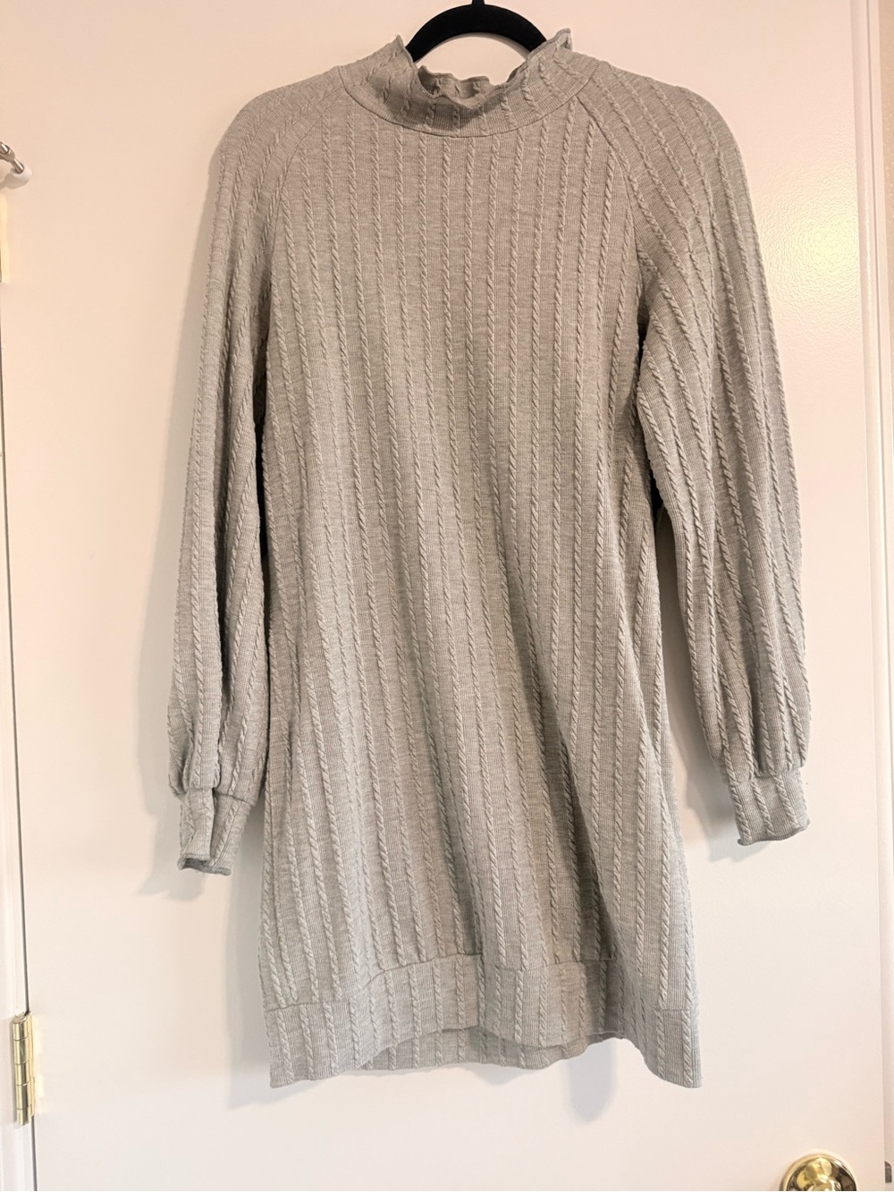 SHEIN Light Gray Cable Knit Mock Neck Dress